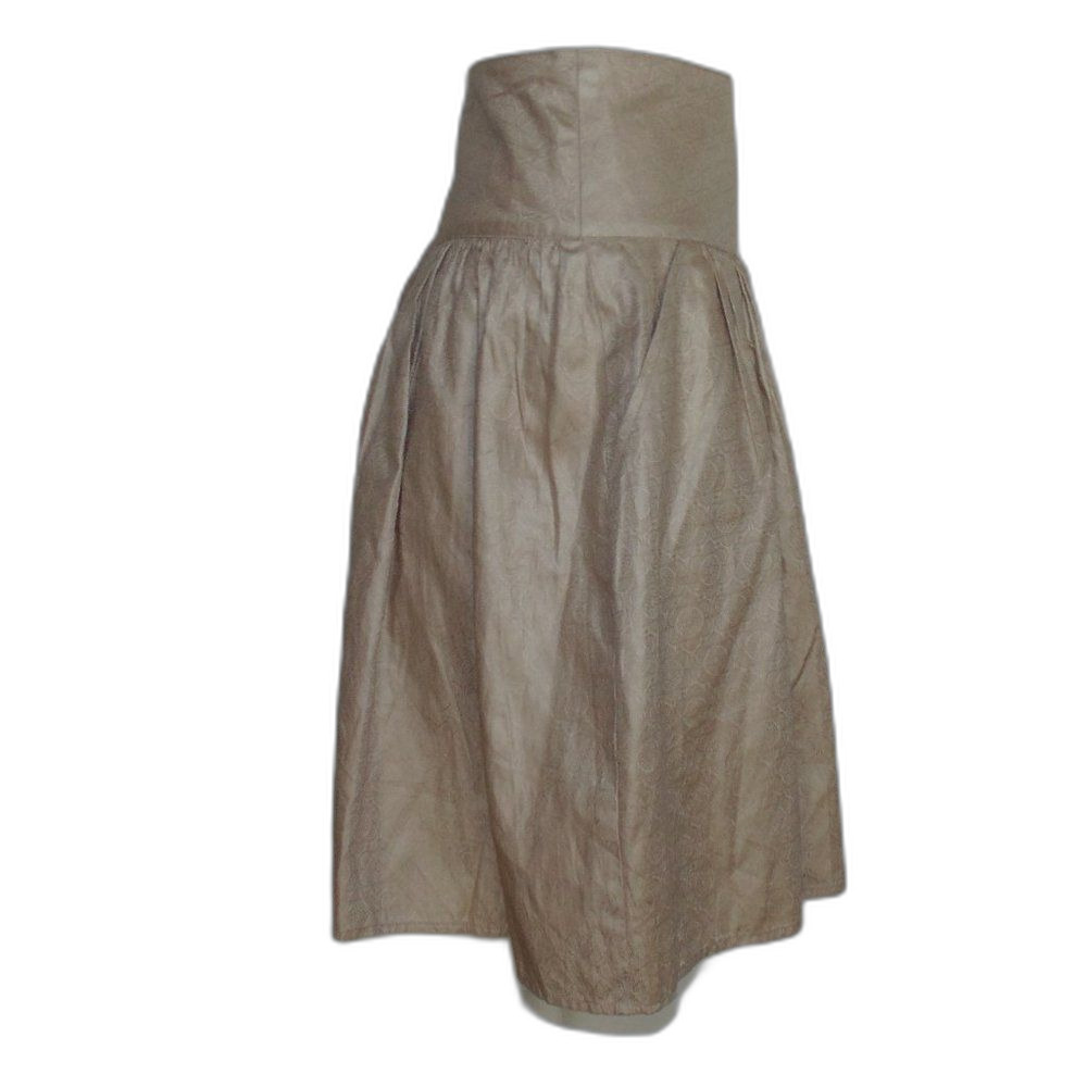 JENNY HAN Skirt, L, Jacquard Floral, Golden/Tan/Champagne, Side Zip, Cotton - Picture 7 of 12